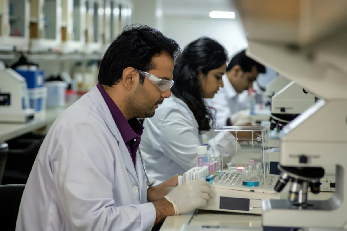 An Indian doctor reviewing a mydaily formula